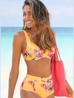 Sunseeker Maillots De Bain<Bas de maillot de bain taille haute imprimé floral moderne