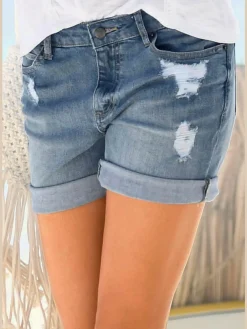 Buffalo Shorts Et Bermudas|Mode De Plage<Bermuda en jean aspect usé, aspect légèrement déchiré