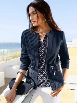 Tailleurs|Blazers<Blazer aspect jean 2 glissières fantaisie poches