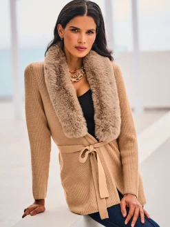Ashley Brooke Gilets Et Cardigans<Cardigan empiècement imitation fourrure amovible