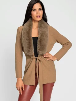 Ashley Brooke Gilets Et Cardigans<Cardigan empiècement imitation fourrure amovible