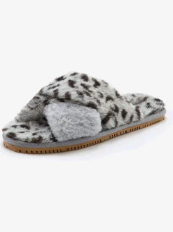 LASCANA Pantoufles<Chaussons imprimé léopard tendance et bande croisée confortable