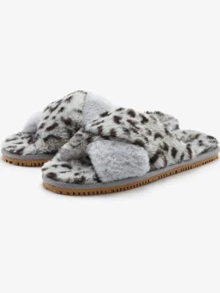 LASCANA Pantoufles<Chaussons imprimé léopard tendance et bande croisée confortable