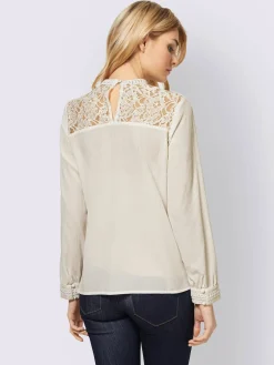 Linea Tesini Tenues De Cérémonie|Chemisiers<Chemisier à col montant dentelle crochetée au col et aux finitions des manches