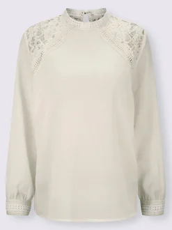 Linea Tesini Tenues De Cérémonie|Chemisiers<Chemisier à col montant dentelle crochetée au col et aux finitions des manches