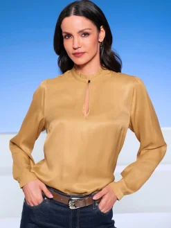 Ashley Brooke Chemisiers<Chemisier à col montant pure viscose