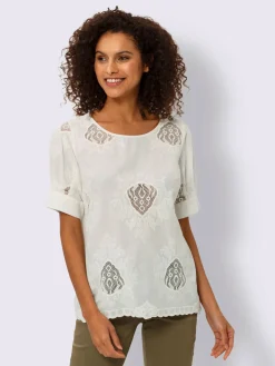 Linea Tesini Chemisiers<Chemisier à manches courtes élégant motif décoratif