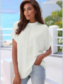 LASCANA Chemisiers<Chemisier à manches courtes chemisier d'été à petit col montant