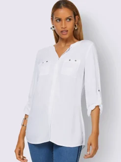 Creation L Chemisiers<Chemisier à manches longues mélange viscose-lin estival