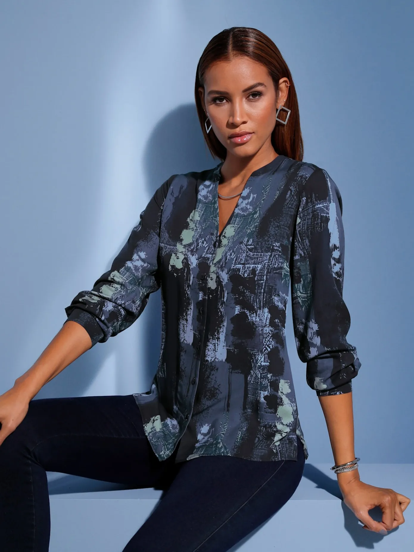 Creation L Chemisiers<Chemisier à manches longues pure viscose