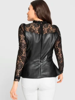 Ashley Brooke Chemisiers<Chemisier à manches longues dentelle florale légèrement transparente