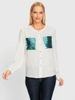 Rick Cardona Chemisiers<Chemisier à manches longues poche poitrine à paillettes