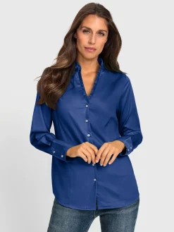 Ashley Brooke Chemisiers<Chemisier à volants encolure en v féminine avec charmant col montant volanté