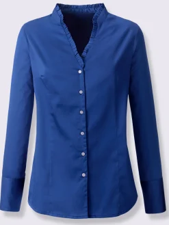 Ashley Brooke Chemisiers<Chemisier à volants encolure en v féminine avec charmant col montant volanté