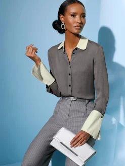 Creation L Chemisiers<Chemisier classique élégant col claudine doublé