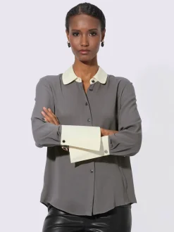 Creation L Chemisiers<Chemisier classique élégant col claudine doublé