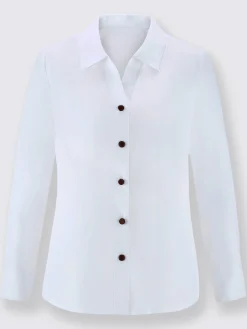 Chemisiers<Chemisier coupe classique col chemise manches longues avec boutons contrastés