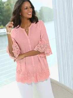 Alessa W. Tenues De Cérémonie<Chemisier empiècements dentelle ourlet et manches