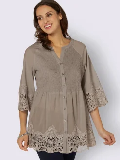 Alessa W. Tenues De Cérémonie|Chemisiers<Chemisier empiècements dentelle ourlet et manches