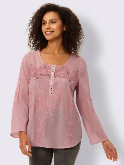 Linea Tesini Chemisiers<Chemisier en coton avec broderie et applications métalliques