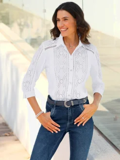 Chemisiers<Chemisier en coton superbe broderie de madère