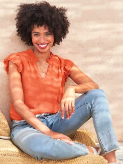 Linea Tesini Chemisiers<Chemisier en mousseline manches chauve-souris affinantes