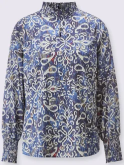 Creation L Chemisiers<Chemisier en satin col montant smocké et fente féminine