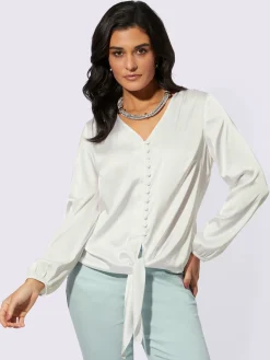 Creation L Chemisiers<Chemisier en satin encolure en v affinante