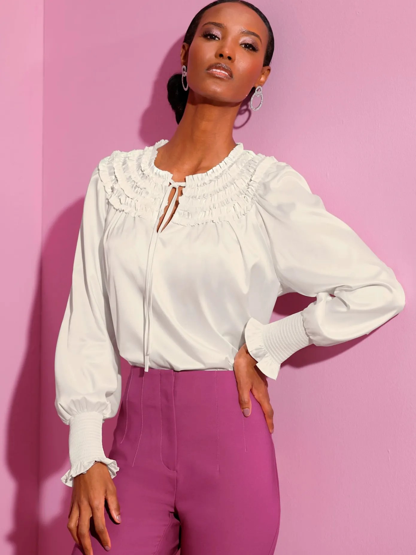 Creation L Chemisiers<Chemisier en satin polyester recyclé