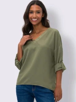 Mandarin Chemisiers<Chemisier encolure en v chevauchante en satin brillant