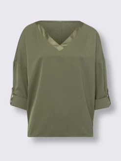 Mandarin Chemisiers<Chemisier encolure en v chevauchante en satin brillant