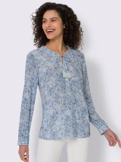 Linea Tesini Chemisiers<Chemisier froissé imprimé aux coloris harmonieux