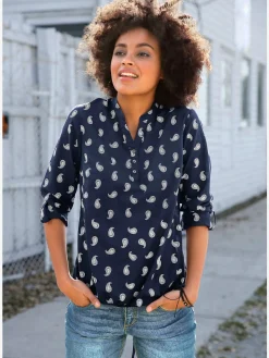 Chemisiers<Chemisier imprimé col rond manchettes boutonnées