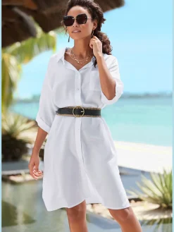 LASCANA Chemisiers<Chemisier long manches 3/4 avec bride et bouton