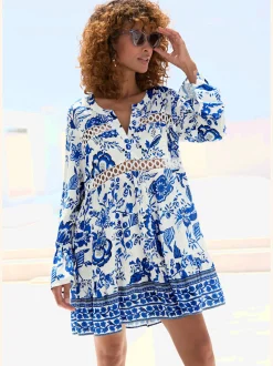 LASCANA Chemisiers<Chemisier long robe caftan courte à encolure en v