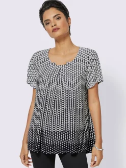 Creation L Chemisiers<Chemisier évasé en viscose motif losange effet dégradé manches courtes