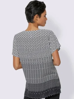 Creation L Chemisiers<Chemisier évasé en viscose motif losange effet dégradé manches courtes