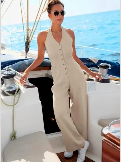 LASCANA Combinaisons|Pantalons<Combinaison avec bride au cou larges bretelles à nouer