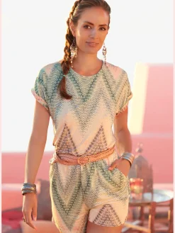 LASCANA Combinaisons|Pantalons<Combinaison courte large encolure