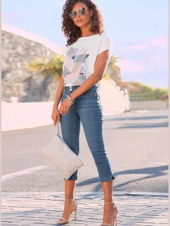 LASCANA Jeans|Pantalons<Corsaire en jean à deux boutons