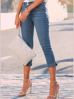 LASCANA Jeans|Pantalons<Corsaire en jean à deux boutons