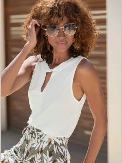 Vivance T-Shirts|Débardeurs<Débardeur aspect retourné à l'encolure devant