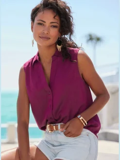 LASCANA Débardeurs<Débardeur col chemisier classique