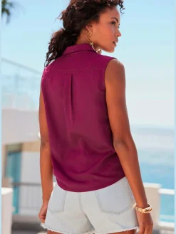 LASCANA Débardeurs<Débardeur col chemisier classique