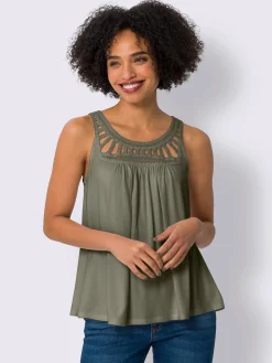 Linea Tesini Débardeurs|T-Shirts<Débardeur dentelle crochetée à l'encolure ronde