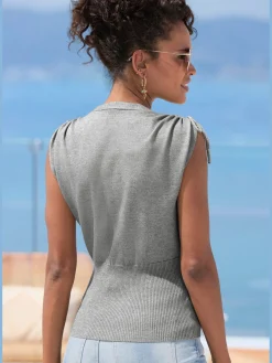 LASCANA Débardeurs<Débardeur en tricot encolure en v aspect superposé