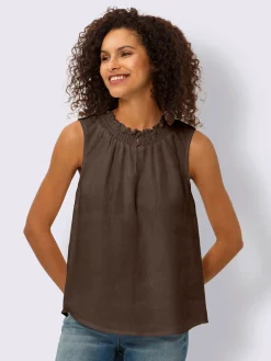 Linea Tesini Débardeurs|T-Shirts<Débardeur encolure smockée