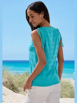 Vivance T-Shirts|Débardeurs<Débardeur fronce réglable avec liens à nouer pour régler la largeur des bretelles