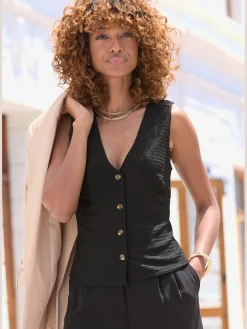 LASCANA Débardeurs|T-Shirts<Débardeur gilet de costume à encolure en v profonde