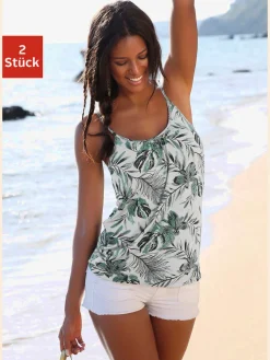 LASCANA T-Shirts<Débardeur spaghetti encolure froncée